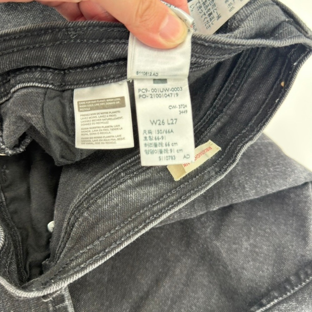 Levis Ribcage Straight Ankle Jeans Womens 26 Washed Black High Rise 001UW-0003 - Picture 7 of 14
